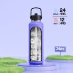 POWCAN 24 oz Travel Water Bottle: Leakproof, Cold for 24H, BPA-Free, Top Handle, Insulated Stainless Steel Water Bottle with Straw for School, Outdoors, Teens, Running, Sport, Trip (Violet's Tale) - Image 3