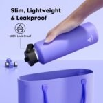 POWCAN 24 oz Travel Water Bottle: Leakproof, Cold for 24H, BPA-Free, Top Handle, Insulated Stainless Steel Water Bottle with Straw for School, Outdoors, Teens, Running, Sport, Trip (Violet's Tale) - Image 4