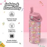 ROVOZAR Cat Water Bottle for Girls - 16oz Cat Stainless Steel Water Bottle with Straw - Cute Cats Insulated Cup - Pink Cats Kids Tumbler for School, Sports, Travel - Image 5