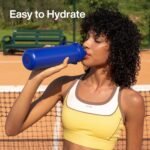 ENCOOL Insulated Water Bottle with Straw Stainless Steel Water Bottle, Leak-Proof, BPA-Free, Double Wall Vacuum Keeps Cold for 24 Hours for Sports, Travel, School (26 oz, Beaucoup Blue) - Image 3