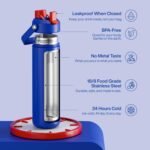 ENCOOL Insulated Water Bottle with Straw Stainless Steel Water Bottle, Leak-Proof, BPA-Free, Double Wall Vacuum Keeps Cold for 24 Hours for Sports, Travel, School (26 oz, Beaucoup Blue) - Image 5
