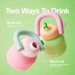 CHAKO LAB Water Bottle with Straw and Carry Handle | Wide Mouth vacuum insulated stainless steel Bottles | Reusable, leak-proof and BPA-free | 33oz(Green&Orange) - Image 4