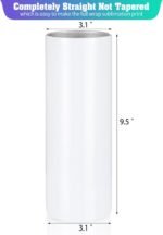 YOUKE OLA 12 Pack Sublimation Tumblers Bulk 30oz - Blank Straight Skinny Tumbler Stainless Steel Insulated Sublimation Tumblers Polymer Coating for Heat Transfer with Straws, Lids, White - Image 3