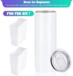 YOUKE OLA 12 Pack Sublimation Tumblers Bulk 30oz - Blank Straight Skinny Tumbler Stainless Steel Insulated Sublimation Tumblers Polymer Coating for Heat Transfer with Straws, Lids, White - Image 4