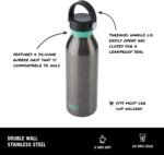 Built 18 fl oz Double-Walled Stainless Steel Standard Mouth Cascade Bottle, Threaded Handle Lid Spill-resistant Travel Cup with Rubber Grip Keep Drinks Cold Hot for Home Travel - Image 5