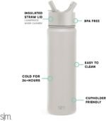 Simple Modern Water Bottle with Straw Lid Vacuum Insulated Stainless Steel Metal Cup Bottles | Reusable Leak Proof BPA-Free Flask for Gym, Travel, Sports | Summit Collection | 22oz, Almond Birch - Image 3
