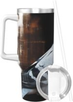 LKWSCGHM 40 oz Stainless Steel Tumbler with Handle and Straw, Pigeon Car Cup Insulated Water Bottle Personalized Ice Bully Cup Hot/Cold Travel Coffee Mug Gifts, Cupholder Friendly - Image 3