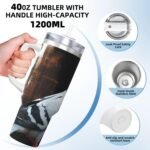 LKWSCGHM 40 oz Stainless Steel Tumbler with Handle and Straw, Pigeon Car Cup Insulated Water Bottle Personalized Ice Bully Cup Hot/Cold Travel Coffee Mug Gifts, Cupholder Friendly - Image 4