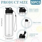 Domensi 50 Pieces Plastic Water Bottle Bulk 17 oz Sports Adults Reusable Large Water Bottles with Leak Proof Flip Top for Adults Fitness(Black) - Image 3