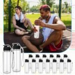 Domensi 50 Pieces Plastic Water Bottle Bulk 17 oz Sports Adults Reusable Large Water Bottles with Leak Proof Flip Top for Adults Fitness(Black) - Image 6