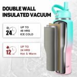 ABOTOCUP 32oz Insulated Water Bottle, Fit in Any Car Cup Holder, Water Bottle with Straw Lids, Stainless Steel Insulated Water Flask Double Wall Leak-proof BPA Free to Keep Cold&Hot - Image 3
