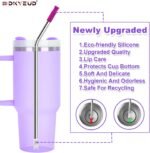 Newly Upgraded 10.5In Bent Metal Straws Reusable Set 6 PCS with 12 Silicone Accessories, 2 Straw Brush, 1 Storage Case, BPA Free, Eco-Friendly Stainless Steel Straws for 14, 20, 30,40 oz Tumbler - Image 6