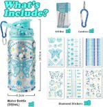 Green Decorate Your Own Water Bottle - Girls & Kids School Bottle with Jewel Stickers for Ages 6-10 - Image 3