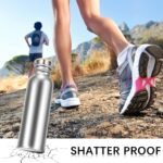 CHENGU 4 Pieces 34oz Single Wall Stainless Steel Water Bottles with Handle and Bamboo Lid Large Leakproof Metal Camping Bottles for Sports, Cyclists, Runners - Image 4