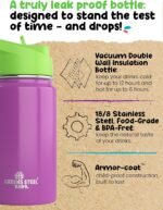 Kids Water Bottle - 12oz Purple | Leak Proof With Straw & Handle | 24 Hours Cold | Insulated, Double Wall Stainless Steel | Easy Sip Toddler Cup | Child's Flask | Eco Friendly - Image 3