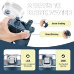 MUKOKO 32 oz Glass Tumbler with Straw,Glass Water Bottles with Time Marker,Iced Coffee Cup with Silicone Sleeve,Motivational Drinking Bottles,Leakproof-Blue - Image 3