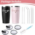 Lifecapido Grandparents Gifts, Grandma and Grandpa 20oz Stainless Steel Travel Tumbler Set, Birthday Gift Grandma Grandpa Grandparents Christmas Gifts for Grandparents - Image 6