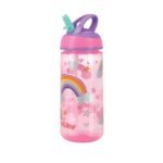 Nuby 2 Pack Iridescent PP Flip-it Kids On-The-Go Printed Water Bottle with Bite Proof Hard Straw - 18oz / 540 ml, 18+ Months, 2 pk, Mermaid & Rainbow Print - Image 3