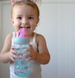 Nuby 2 Pack Iridescent PP Flip-it Kids On-The-Go Printed Water Bottle with Bite Proof Hard Straw - 18oz / 540 ml, 18+ Months, 2 pk, Mermaid & Rainbow Print - Image 5