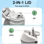 XccMe 24 oz Insulated Water Bottle with Straw,Stainless Steel Leak Proof Water Bottle,2-in-1 Lid with One-Touch Flip Lid & Straw,Keep Cold All Day for School,Travel,Gym,Camping,Sports,Green - Image 4