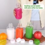 BIGIVACA 16 oz Glass Milk Bottles with Airtight Lids - 6 Pack Reusable Juicing Bottles with Capacity Marks - Square Drinking Jars Container for Juice, Coffee, Tea, Water - Image 5