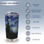 ATHAND Classic Art The Starry Night Van Gogh Coffee Mug Cup -20 Oz Insulated Tumblers with Lid -Stainless Steel Vacuum Tumbler Travel Coffee Mugs | Birthday Christmas Gifts For Women Men,1 Pcs - Image 3