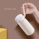 FYJHLQZZ Mini Water Bottle 10oz Small Thermo for Hot and Cold Drinks Vacuum Insulated Water Bottle with Handle Leak Proof Sport Tumbler Coffee Travel Mug (White) - Image 4