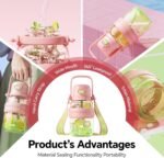 QWE Large Workout Water Bottle with Straw&Handle,Sports Jug,Lightweight,Leak proof,34oz, Heat-resisting,double drinking,BPA Free,Gradient Body,Cute for School, Outdoors,Hiking and Gym(Pink) - Image 3