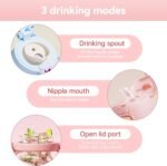 QWE Large Workout Water Bottle with Straw&Handle,Sports Jug,Lightweight,Leak proof,34oz, Heat-resisting,double drinking,BPA Free,Gradient Body,Cute for School, Outdoors,Hiking and Gym(Pink) - Image 4