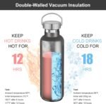 Volhoply 24oz Insulated Standard Mouth Water Bottle with Plastic & Stainless Steel Combination Lid, 304 18/8 Double Wall Vacuum Insulated Water Bottles, Reusable Metal Flask(Cold Grey,1) - Image 4