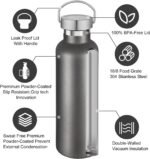 Volhoply 24oz Insulated Standard Mouth Water Bottle with Plastic & Stainless Steel Combination Lid, 304 18/8 Double Wall Vacuum Insulated Water Bottles, Reusable Metal Flask(Cold Grey,1) - Image 5