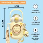 Woskailly Cute Stainless Steel Water Bottle with Portable Stylish Perfect Sport Set, Vacuum Insulated Bottles 24.6oz (Blue) - Image 3