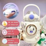 Woskailly Cute Stainless Steel Water Bottle with Portable Stylish Perfect Sport Set, Vacuum Insulated Bottles 24.6oz (Blue) - Image 8