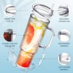 SMLIXE 40 oz plastic tumbler with handle and Straw Lid，clear tumbler，Double Wall Vacuum Reusable plastic Water Bottle Travel Mug Cup，Classic Acrylic Tumblers (2 Pack) - Image 4