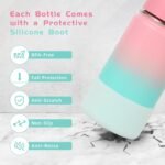 Volhoply 14oz KIds Stainless Steel Insulated Leakproof Water Bottle with Straw Lid and Silicone Boot,BPA-Free Easy Use for Boys&Girls,Double Wall Vacuum Bottles(Pink Green,1) - Image 3