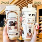 WeiTeTaLuo 16 oz Insulated Coffee Mug, Cat Coffee Travel Mug, Cute Stainless Steel Insulated Tumbler for Water, Tea, Leakproof, Hot & Cold Drinks - Image 3