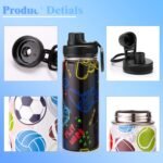 Skyflora 18oz Insulated Water Bottle with Straw Lid & Spout Lid, Game Controller, Gift for Kids Boys Girls Student Sports Travel Fitness Hiking Outdoors, Double Wall, Hands Wash Only, Black - Image 5