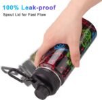 Skyflora 18oz Insulated Water Bottle with Straw Lid & Spout Lid, Game Controller, Gift for Kids Boys Girls Student Sports Travel Fitness Hiking Outdoors, Double Wall, Hands Wash Only, Black - Image 6