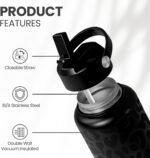 Leopard Water Bottle 32oz Stainless Steel Double Wall Vacuum Insulated with Lid, Leopard Print Water Bottles for Gym Sports Travel Outdoor, Gifts for Women Girls Ladies Birthday Christmas - Image 3