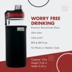 GRANDTIES 27 oz Borosilicate Glass Water Bottle – Wide Mouth, Spout Lid & Protective Sleeve, Dishwasher Safe, Leak-Proof, Reusable Sports Bottle for Gym & Travel – Red - Image 3