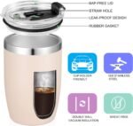 VEGOND Stainless Steel 12 oz Tumblers bulk Vacuum Insulated Double Wall Travel Tumbler with Lid and Straw Reusable Tumbler, Beige 1 Pack - Image 3