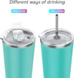 THILY Tumbler Vacuum Insulated Travel Mug 26 oz Coffee Cup with Lids and Straws, Reusable, Splash-Proof, Powder Coated, Keep Ice Drinks Cold, Teal - Image 3