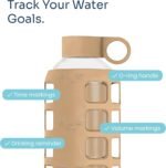 purifyou 40oz / 32oz / 22oz / 12oz Borosilicate Glass Water Bottle with Time & Volume Markers, Silicone Sleeve, Stainless Steel Lid | Reusable Glass Bottle for Water & Juice (22oz Iced Coffee) - Image 4