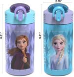 Zak Designs Disney Frozen 2 Kids Water Bottle with Spout Cover and Carrying Loop, Durable Plastic, Leak-Proof Water Bottle Design for Travel (16 oz, 2-Pack, Non-BPA, Elsa & Anna) - Image 4