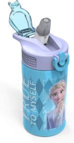 Zak Designs Disney Frozen 2 Kids Water Bottle with Spout Cover and Carrying Loop, Durable Plastic, Leak-Proof Water Bottle Design for Travel (16 oz, 2-Pack, Non-BPA, Elsa & Anna) - Image 5