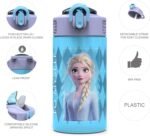 Zak Designs Disney Frozen 2 Kids Water Bottle with Spout Cover and Carrying Loop, Durable Plastic, Leak-Proof Water Bottle Design for Travel (16 oz, 2-Pack, Non-BPA, Elsa & Anna) - Image 6