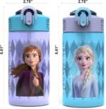 Zak Designs Disney Frozen 2 Kids Water Bottle with Spout Cover and Carrying Loop, Durable Plastic, Leak-Proof Water Bottle Design for Travel (16 oz, 2-Pack, Non-BPA, Elsa & Anna) - Image 7