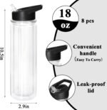 18OZ Plastic Snow Globe Tumbler, 8pack - Double Wall Clear Construction with Pre-Drilled Hole & Stopper, Leak-Proof Design, Portable Handle Lid, Perfect for Glitter DIY, Personalized Gifts, Black - Image 3