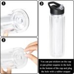 18OZ Plastic Snow Globe Tumbler, 8pack - Double Wall Clear Construction with Pre-Drilled Hole & Stopper, Leak-Proof Design, Portable Handle Lid, Perfect for Glitter DIY, Personalized Gifts, Black - Image 4