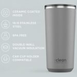 THE CLEAN HYDRATION CO. Insulated Ceramic Coated Tumbler 20 oz | Spill Proof Lid | Vacuum Insulated | Keeps Beverages Taste Intact, Gray - Image 5